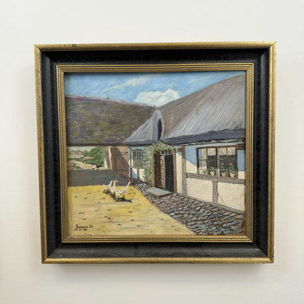 1933 Scenery Oil Painting "Thatched Cottage" Art Holland Art Shop