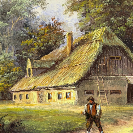 Timeless Farm Oil Painting "Thatched Cottage" Expressive Small Art Holland Art Shop