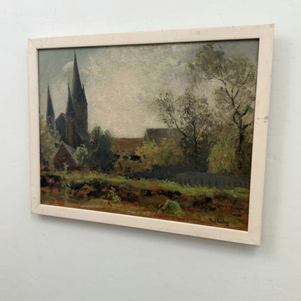 Elegant Landscape Oil Painting "Village Church" Timeless Artwork Holland Art Shop