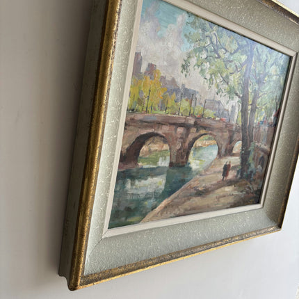 Elegant Cityscape Oil Painting "Stone Bridge" Handcrafted Art Holland Art Shop