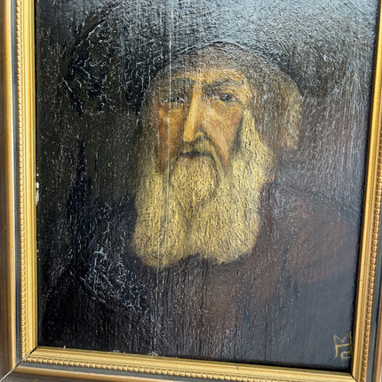 19th Century Antique Portrait Oil Painting "Old Man" Small Artwork Holland Art Shop