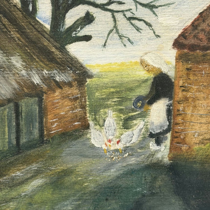 Vintage Farm Oil Painting "Thatched Hut" Classic Small Art Holland Art Shop