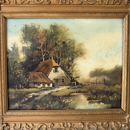 Handcrafted Landscape Oil Painting "Gilded Frame" Vintage Art Holland Art Shop