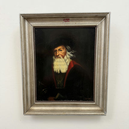 Antique Portrait Oil Painting "Wooden Frame" Rustic Small Art Holland Art Shop