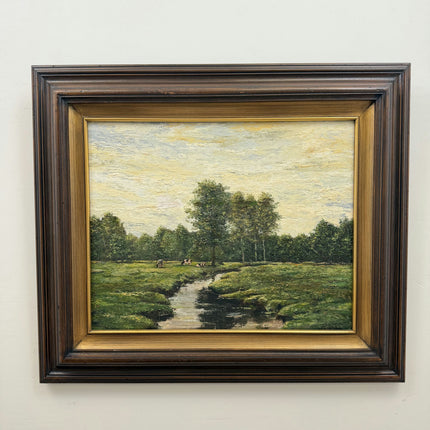 Refined Landscape Oil Painting "Grazing Cows" Detailed Art Holland Art Shop