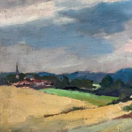 Original Landscape Oil Painting "Golden Fields" Expressive Artwork Holland Art Shop