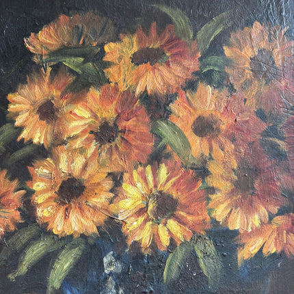 Elegant Floral Still Life Oil Painting "Sunflower Bouquet" Vintage Artwork Holland Art Shop