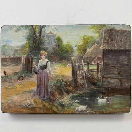Refined Figurative Oil Painting "Young Woman" Traditional Small Art Holland Art Shop