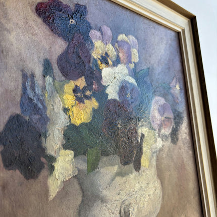 Elegant Floral Still Life Oil Painting "Pansy Bouquet" Rustic Art Holland Art Shop