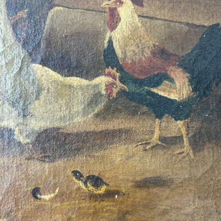Antique Animals Oil Painting "Barnyard Rooster" Refined Small Art Holland Art Shop