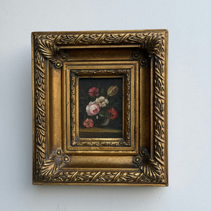 Traditional Floral Still Life Oil Painting "Gilded Frame" Rustic Small Art Holland Art Shop