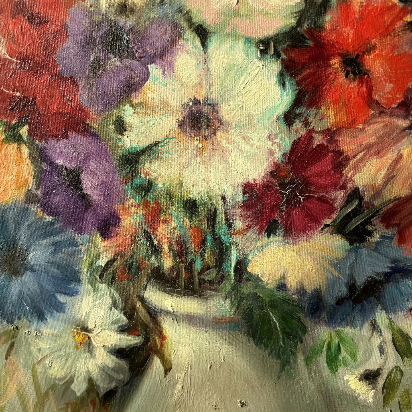 Classic Floral Still Life Oil Painting "Floral Arrangement" Medium Art