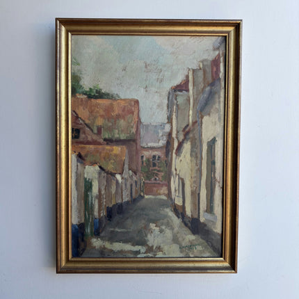 Traditional Cityscape Oil Painting "Narrow Street" Detailed Small Artwork Holland Art Shop