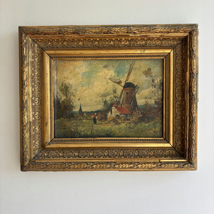 Refined Landscape Oil Painting "Gilded Frame" Vintage Small Art Holland Art Shop