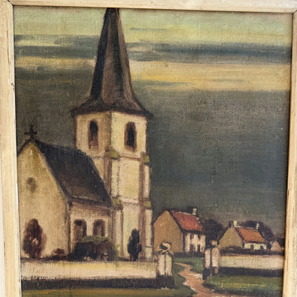 Authentic Oil Painting "White Church" Original Medium Sized Art Holland Art Shop