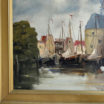 Expressive Harbor Scene Oil Painting "Masted Boats" Timeless Dutch Art Holland Art Shop
