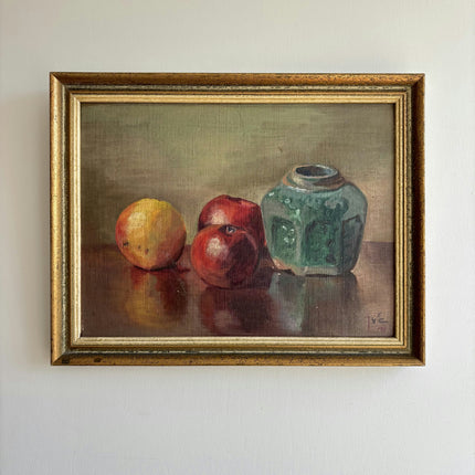 Vintage Still Life Oil Painting "Green Vase" Authentic Small Art Holland Art Shop