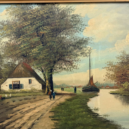 Rustic Scenery Oil Painting "Riverboat Sail" Authentic Large Art Holland Art Shop