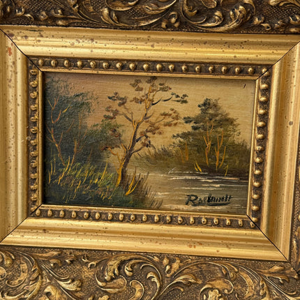Authentic Landscape Oil Painting "Wooden Frame" Expressive Small Art Holland Art Shop