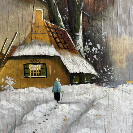 Authentic Winter Landscape Oil Painting "Gold Frame" Expressive Artwork Holland Art Shop
