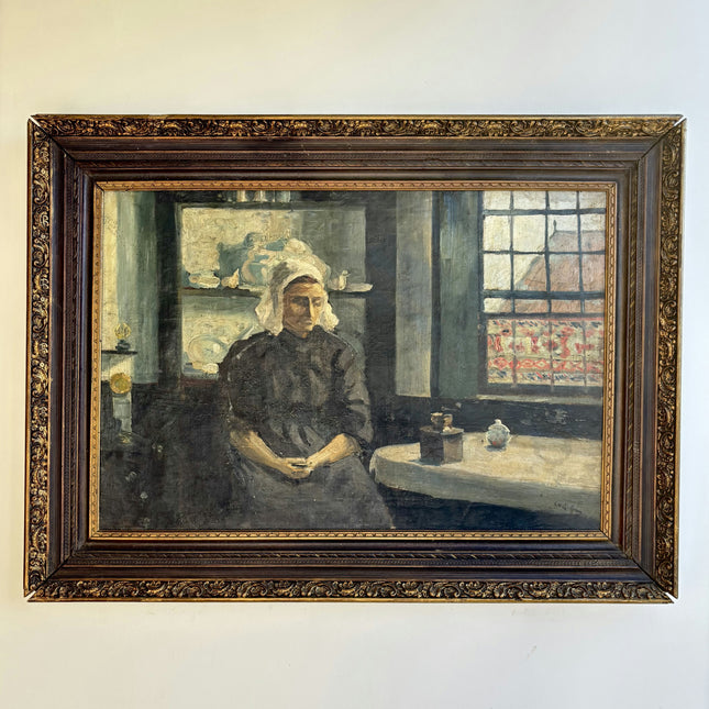 Original Portrait Oil Painting "Seated Woman" Refined Large Art Holland Art Shop