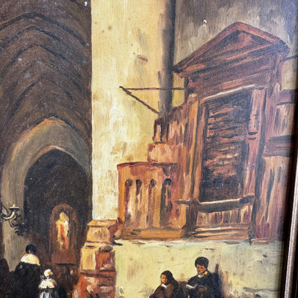 Authentic Church Interior Oil Painting "Cathedral Interior" Small Artwork Holland Art Shop