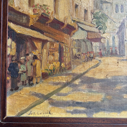 Original Cityscape Oil Painting "Sunlit Street" Handcrafted Belgique Artwork Holland Art Shop