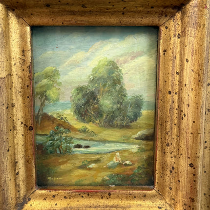 Expressive Landscape Oil Painting "Gilded Frame" Refined Small Artwork Holland Art Shop