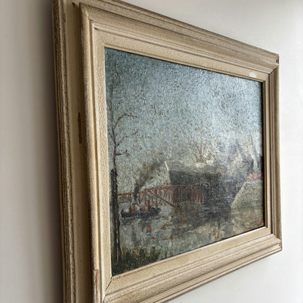 Authentic Harbor Scene Oil Painting "Fishing Boat" Detailed Dutch Artwork Holland Art Shop