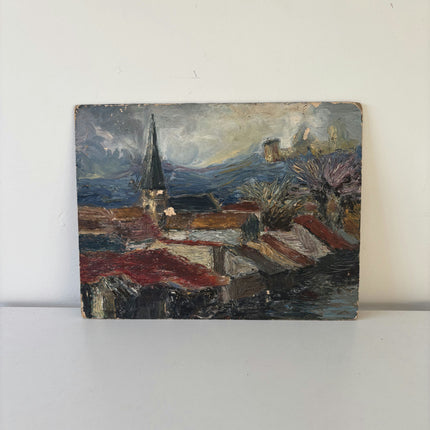 Handcrafted Cityscape Oil Painting "Windblown Tree" Refined Small Art Holland Art Shop