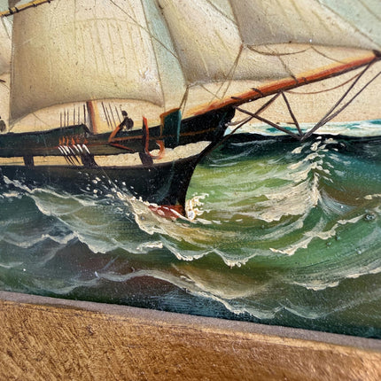 Authentic Seascape Oil Painting "Gilded Frame" Handcrafted Small Art Holland Art Shop
