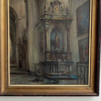 Vintage Church Interior Oil Painting "Church Altar" Expressive Artwork Holland Art Shop