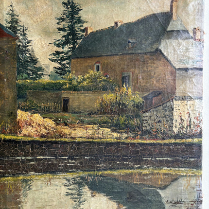 19th Century Antique Landscape Oil Painting "Thatched Cottage" Art Holland Art Shop