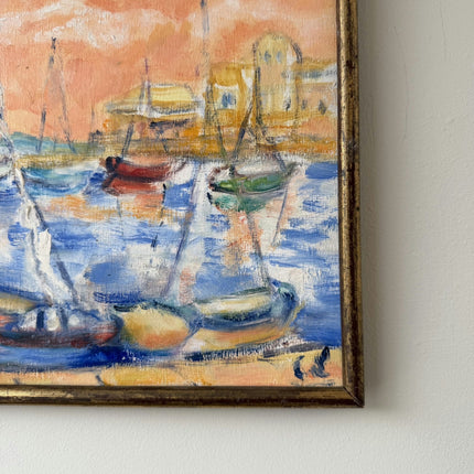 Refined Harbor Scene Oil Painting "Colorful Boats" Traditional Art Holland Art Shop