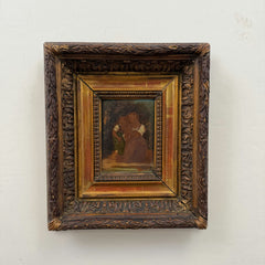 19th Century Antique Portrait Oil Painting "Ornate Frame" Small Artwork Holland Art Shop