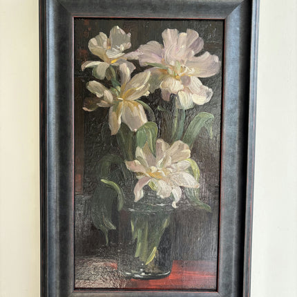Expressive Oil Painting "White Irises" Handcrafted Artwork Holland Art Shop