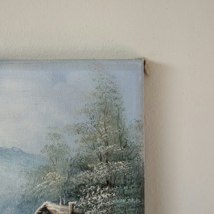 Traditional Oil Painting Winter Landscape "Rustic Cabin" Vintage Small Art Holland Art Shop