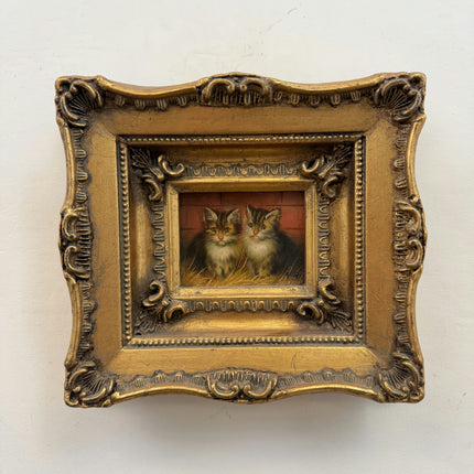 Handcrafted Animals Oil Painting "Pair Of Kittens" Classic Small Artwork Holland Art Shop
