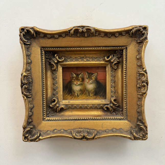 Handcrafted Animals Oil Painting "Pair Of Kittens" Classic Small Artwork Holland Art Shop