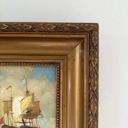 Fine Oil Painting Seascape "Sailing Ships" Striking Small Art Holland Art Shop