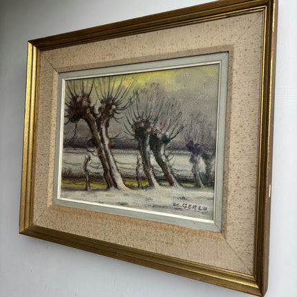 Elegant Winter Landscape Oil Painting "Thistle Trees" Original Artwork Holland Art Shop