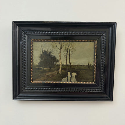 1879 Antique Landscape Oil Painting "Birch Trees" Art Holland Art Shop