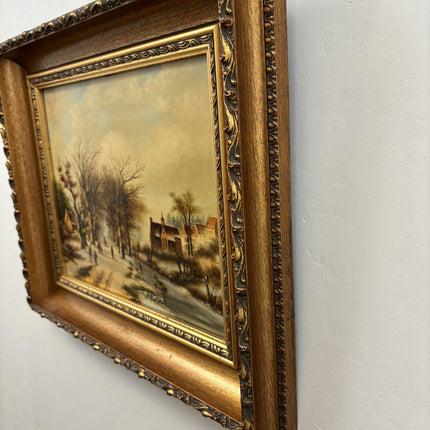 Antique Winter Landscape Oil Painting "Frozen River" Traditional Art Holland Art Shop