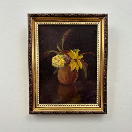 Elegant Floral Still Life Oil Painting "Flower Vase" Vintage Small Art Holland Art Shop