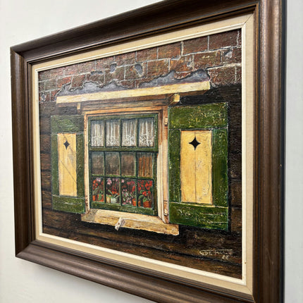 Traditional Cityscape Oil Painting "Green Window" Timeless Artwork Holland Art Shop