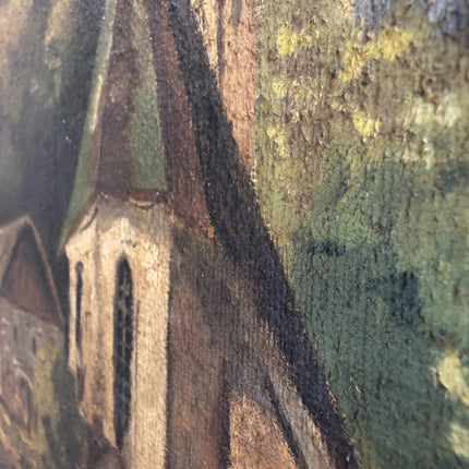 Elegant Landscape Oil Painting "Village Church" Original Art Holland Art Shop