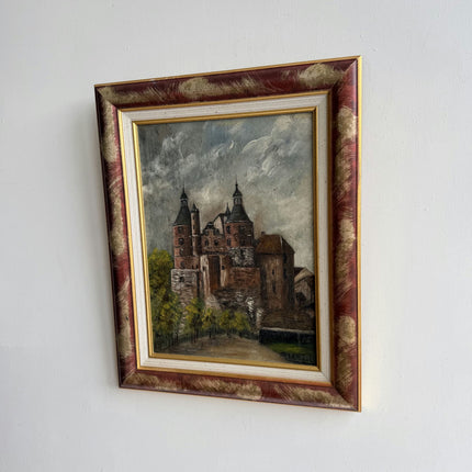 Original Cityscape Oil Painting "Old Castle" Handcrafted Artwork Holland Art Shop