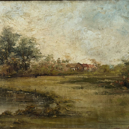 Traditional Landscape Oil Painting "Riverside Trees" Refined Large Artwork Holland Art Shop