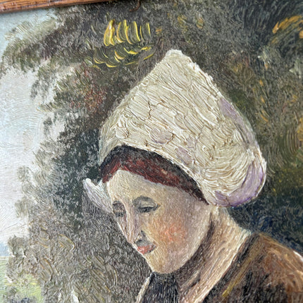 Vintage Portrait Oil Painting "Seated Woman" Elegant Small Art Holland Art Shop