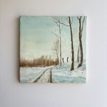 Refined Winter Landscape Oil Painting "Snowy Path" Traditional Small Art Holland Art Shop